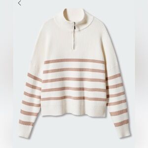 Mango striped sweater with zip quarter zip XS ecru sand